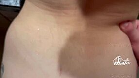 In bathroom Busty Colombian gets her fill of big cock
