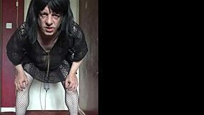 Another man's cock dominates another amateur gay sissy in stockings and suspenders