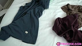 Small titted and big assed teenager does hardcore sex video