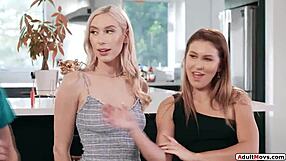 Extreme small tits gif, where a gorgeous blonde is face sat by her boyfriend