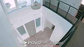 Seductive housekeeper giving blowjob to boss POV video