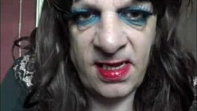 Watch this amateur crossdresser video as I lick my cum and make me shoot a load