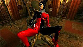 Doggystyle fucking session w/ latex clad stud Harley quinn