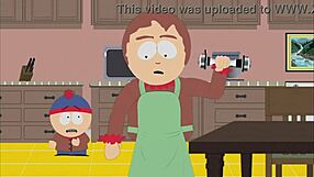 Sexy South Park character like small boobs while weight training