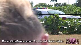 Blonde Flashes Big Natural Tits in Public Park