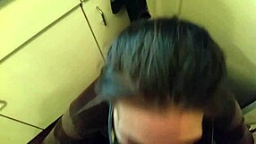 Kristine Boag delivers a homemade blowjob with glasses on, sucking amateur cock passionately.