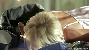 Experienced Blonde And Brunette Couple Share Oral Blowjob With Handjob Leading To Cumshot Swallow