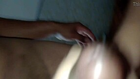 When she gives her man a blowjob, thinks about their wild sex life and moans