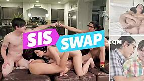 Jenna Foxx's Ebony Pussy Stretched by Dildo and Stepbro's Big Cock in Intense Fucking Session