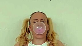 Bubblegum Girl Blowing Bubbles in School