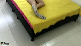 step sis has small tits so stepbrother takes advantage of that and sucks his cock and her tits