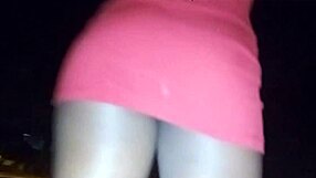 Latina brunette trains husband with intense public sex on grass until he cums, watched by guard.