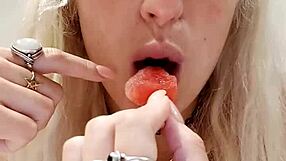 Alina Modelista licks popsicle undresses cuddles bear