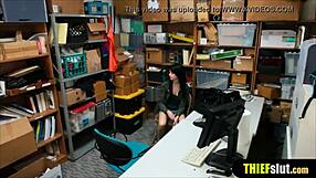 i caught this raven haired shoplifter bent over and fucked her doggystyle on the cctv, shes so petite and brunette