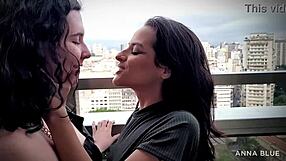 Horny Milf Friends Anna Blue And Luiza Tormenta Kiss Outdoors In European Lesbian Frenzy