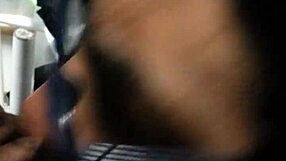 ebony girl in glasses sucks my black cock until i cum all over her