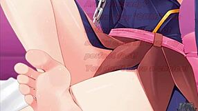 Dark magician girl gives anime jerk off instructions with feet and cum