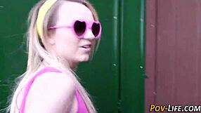 Petite Amateur Gives POV Blowjob and Handjob Outdoors