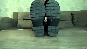 Wow, dominatrix Nika demands you lick cum off her dirty boots! Kneel now and taste every drop from her filthy soles!