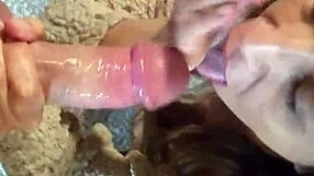 Amateur Milf on Her Knees Delivers Intense Blowjob and Swallows Every Drop