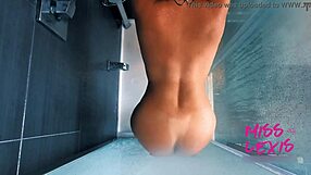 milf fingers wet pussy in shower