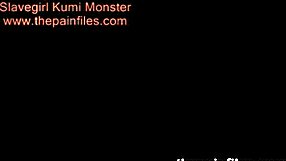 I wax the monster dildo while bound.