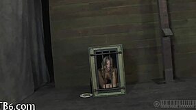 restrained gal punished in garage
