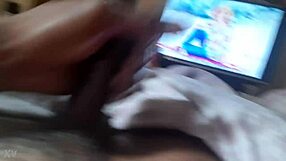 Ebony Amateur Strokes Monster Black Cock in POV Cumshot Blast!