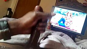 Ebony Amateur Strokes Monster Black Cock in POV Cumshot Blast!