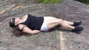 latina sister-in-law flaunts huge cameltoe seducing lovers in forest