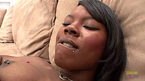 Black hottie, suck that cock and bend over for doggystyle fucking with your white husband on the couch in the living room!