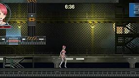 redhead girl and robot man in steamy hentai scene anime game