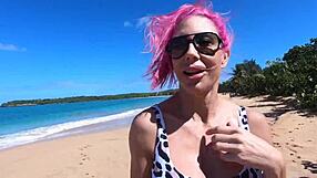 Blonde Pisses Outdoors With Big Tits