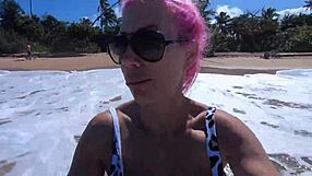 Blonde Pisses Outdoors With Big Tits