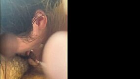 slut swallows cum after intense face fucking in couple blowjob session