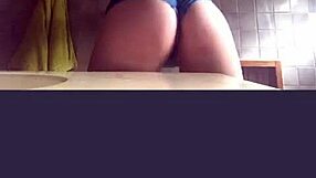 girl records in bathroom