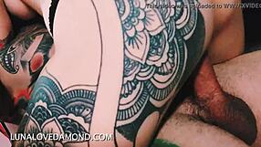 Luna and Damond, the hot tattooed teen couple, fuck passionately.
