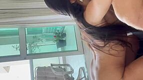 Morena beauty is giving dual blowjob