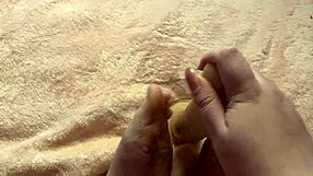 Hey, check out this slow, barefoot footjob from a cute amateur in her homemade setup 😍