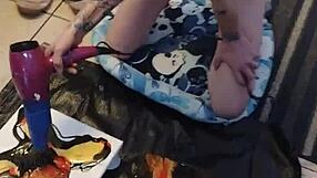 My husband paints skinny wife