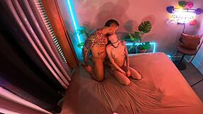 Petite redhead in green dress takes big black cock in various positions