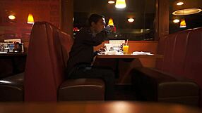 Indian Guy Eats American Breakfast Outdoors in Public.