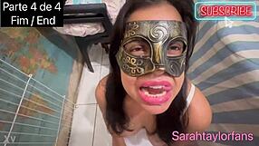 Couple in lingerie shares intimate moments, ending with a facial and thorough cleanup.