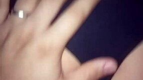 I hold my wife's pussy and fuck her until filling her with hot cum in the thong.