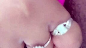 Ebony Babe Fingers Pussy in Public Restroom