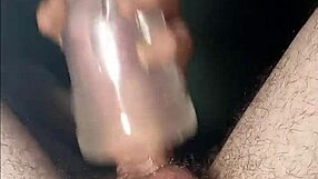 using a clear fleshlight device for cock stimulation
