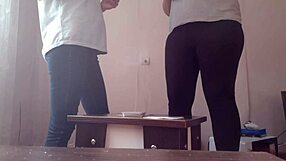 Who lost at cards performs cunnilingus in this lesbian illusion game.