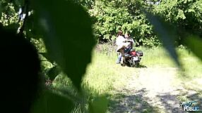 Teen 18+ With Super Great Big Tits Fucks Stranger Deepthroat On Motorcycle Outdoors