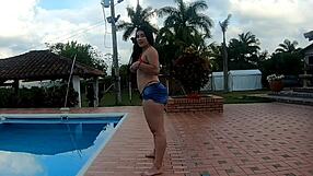 Bold latina dances, squirts in public sex