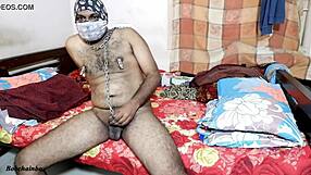 bob chainbo guy explores his fetish on the bed